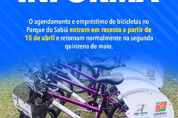 Projeto ‘UDIBike Parques’ apoiado pela Prefeitura entra em recesso a partir desta quarta (15)