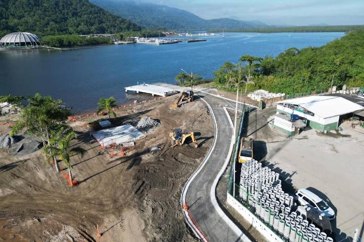 Reurbanização do Portinho Caruara, em Santos, avança e ultrapassa 70% de conclusão