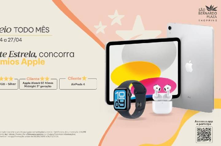 São Bernardo Plaza promove sorteio de itens da marca Apple em ação do mês de abril