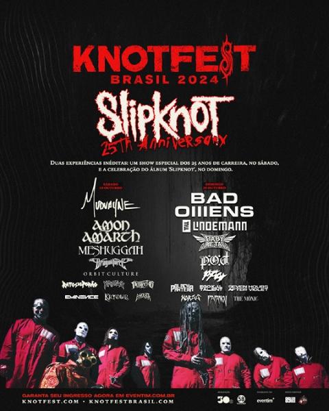 KNOTFEST Brasil: Slipknot define o repertório de cada show e festival anuncia Seven Hours After Violet no line-up