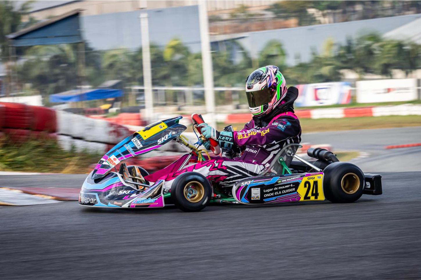 Giovana Marinoski está otimista para a	rodada dupla de kart da Granja Viana