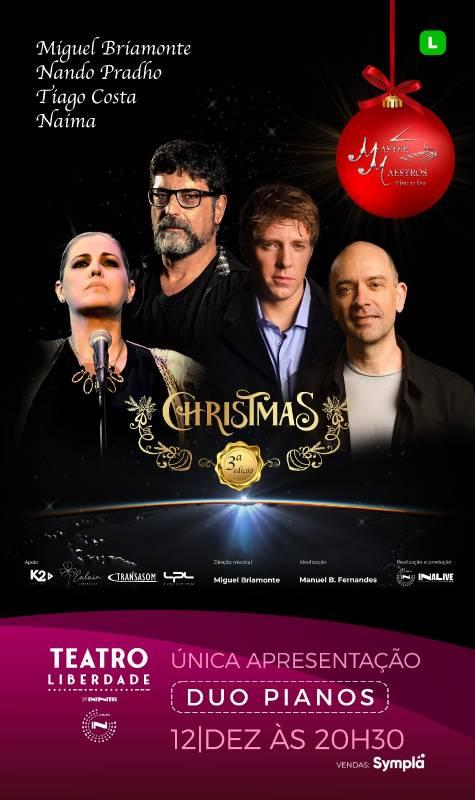 Após duas edições de sucesso, duo de pianos e artistas convidados Master Maestros comemora chegada do natal com Master Maestros III no Teatro Liberdade