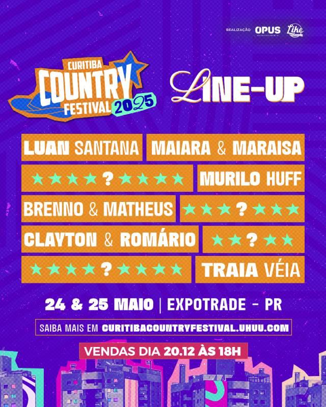 Curitiba Country Festival anuncia 16ª edição com grandes nomes da música sertaneja e popular