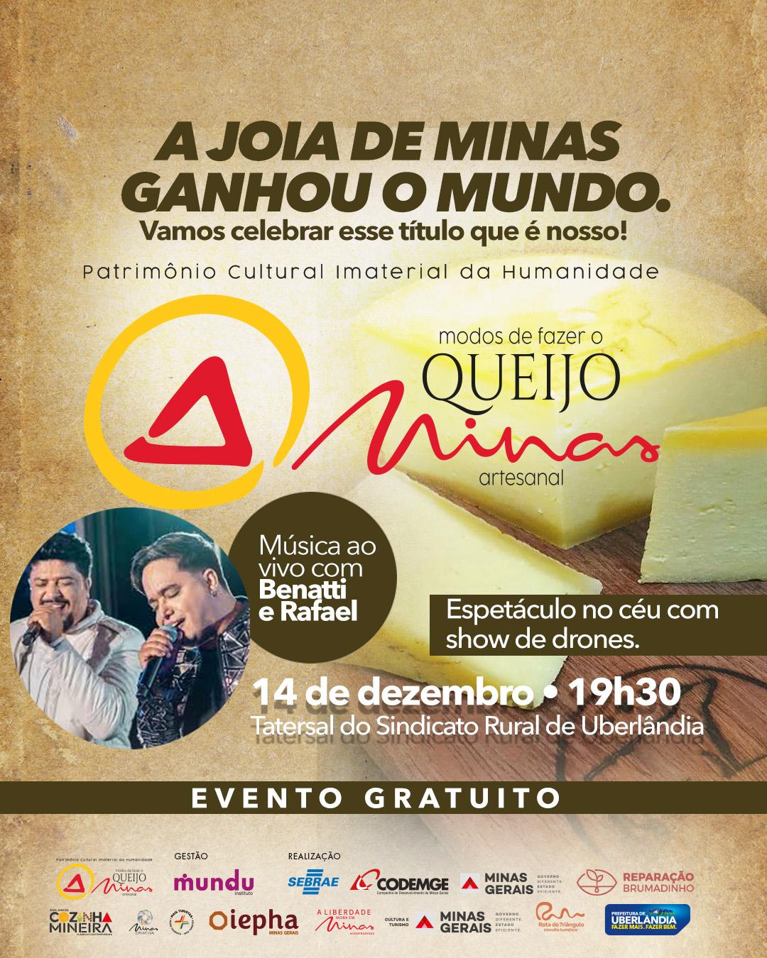Prefeitura celebra reconhecimento do queijo minas artesanal com shows neste sábado (14)