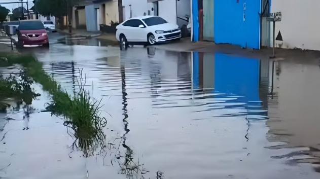 Chuva alaga Bairro Morumbi e transforma rua em 'rio' em Uberlândia