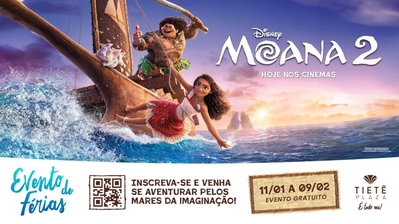 Férias no Tietê Plaza tem evento gratuito com o tema Moana 2 e encontro com personagens do filme