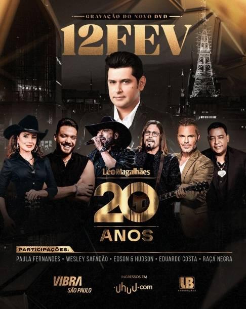 20 anos: Léo Magalhães grava DVD em São Paulo com participações especiais
