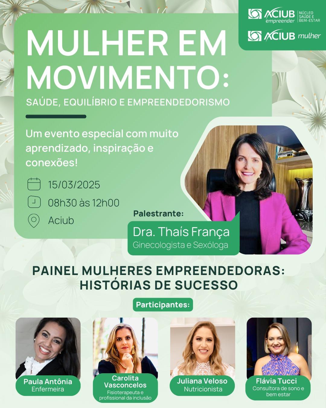 Aciub promove evento sobre saúde, equilíbrio e empreendedorismo feminino