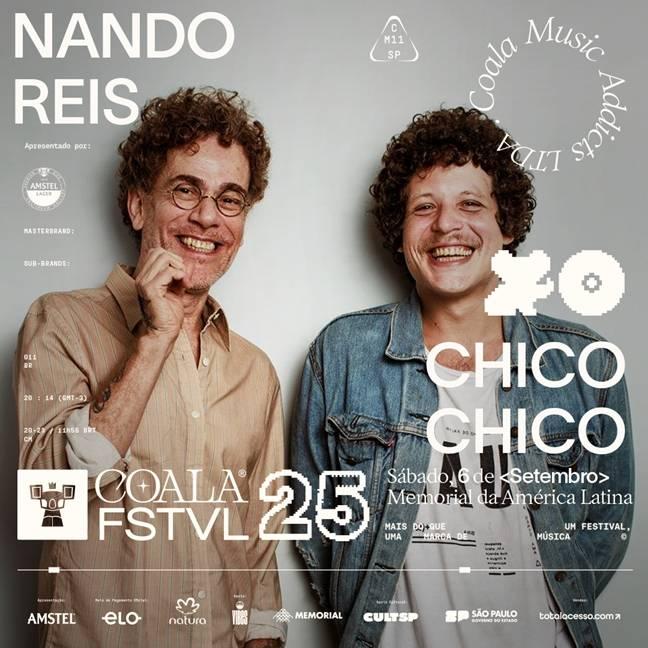 Coala Festival reúne Nando Reis e Chico Chico em show inédito na edição de 2025