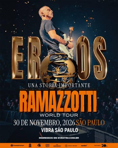 Eros Ramazzotti inclui o Brasil na rota de sua turnê mundial UNA STORIA IMPORTANTE