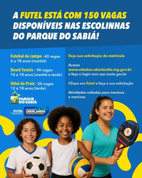 Prefeitura tem 150 vagas disponíveis para iniciação esportiva no Parque do Sabiá