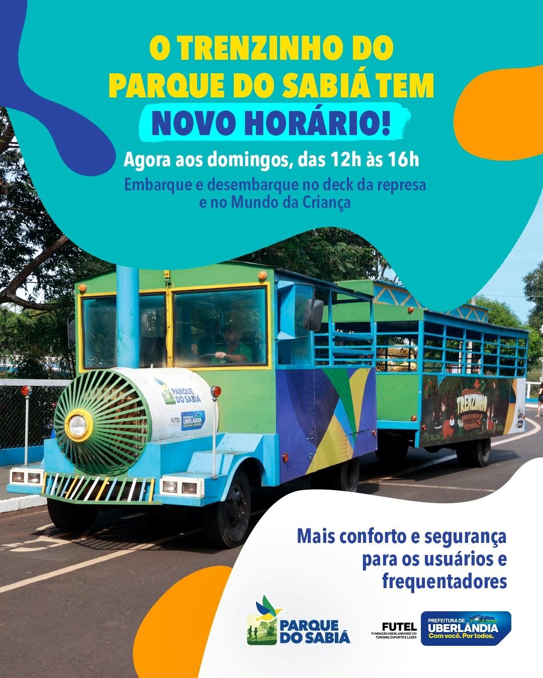 Passeios de trenzinho no Parque do Sabiá serão em novo horário a partir deste domingo (6)