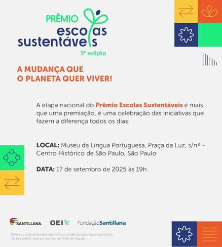 3ª edição do Prêmio Escolas Sustentáveis anuncia vencedores em cerimônia nacional no Museu da Língua Portuguesa