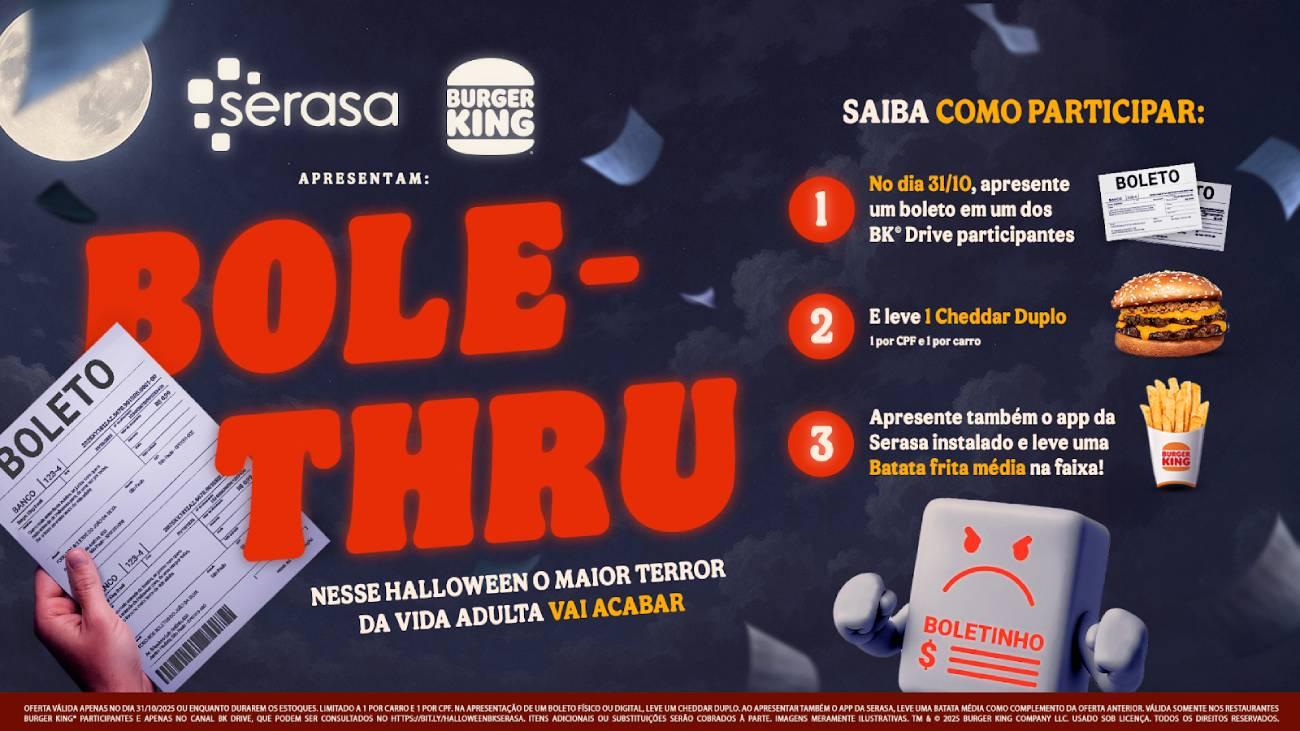Neste Halloween, Serasa e Burger King® trocam boletos por lanche no BK® Drive