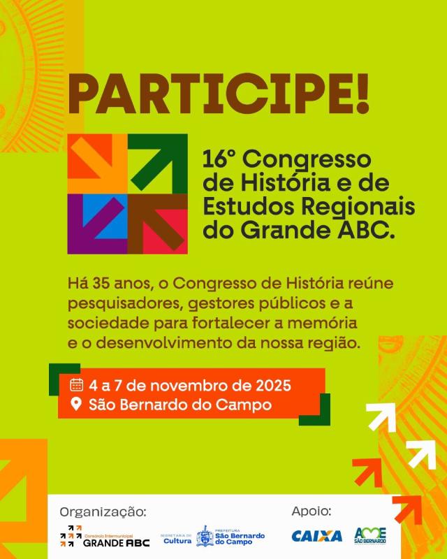 Congresso de História do Grande ABC começa na terça-feira (4/11)
