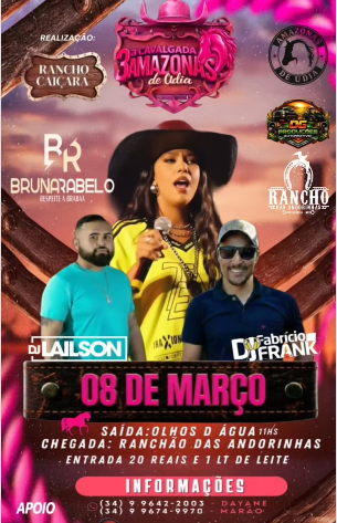 3ª Cavalgada Amazonas Udia celebra o Dia das Mulheres com música, tradição e solidariedade em Uberlândia