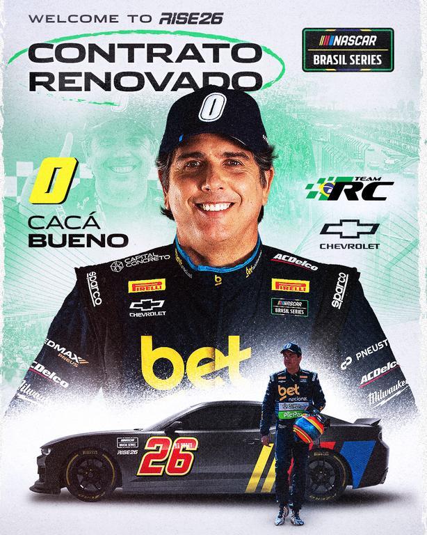 Cacá Bueno segue na NASCAR Brasil e renova com a Team RC para 2026