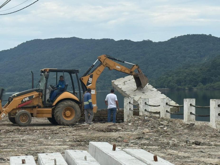 futura pista de skate do Portinho Caruara, em Santos, tem obra avançada