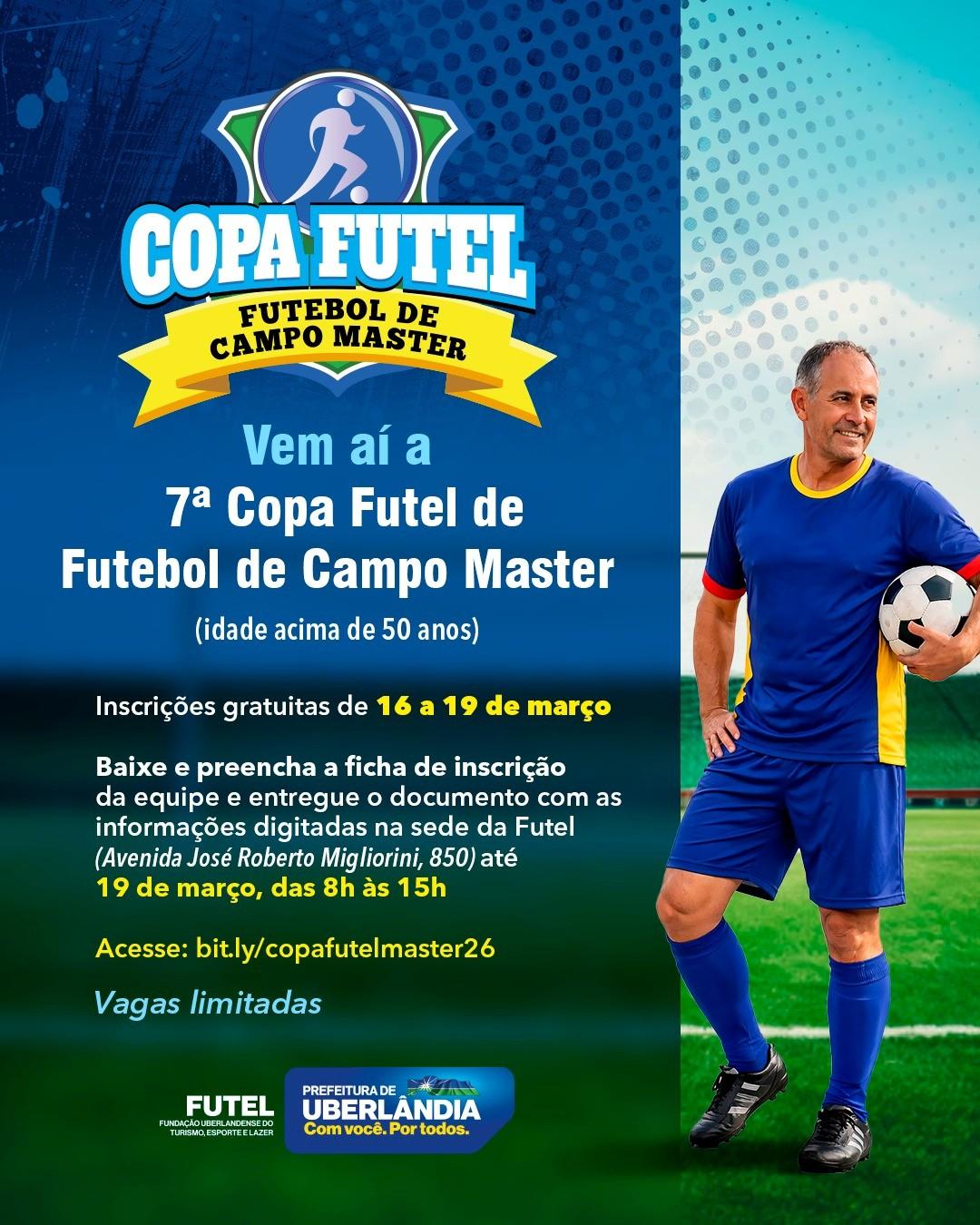 Prefeitura abre nesta segunda (16) as inscrições gratuitas para a 7ª Copa Futel de Futebol de Campo Master