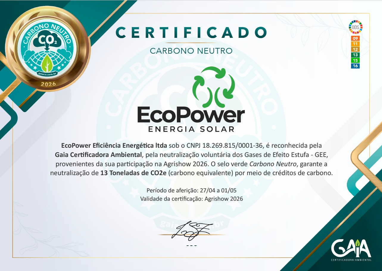 Neutralização de GEE: EcoPower é certificada na Agrishow