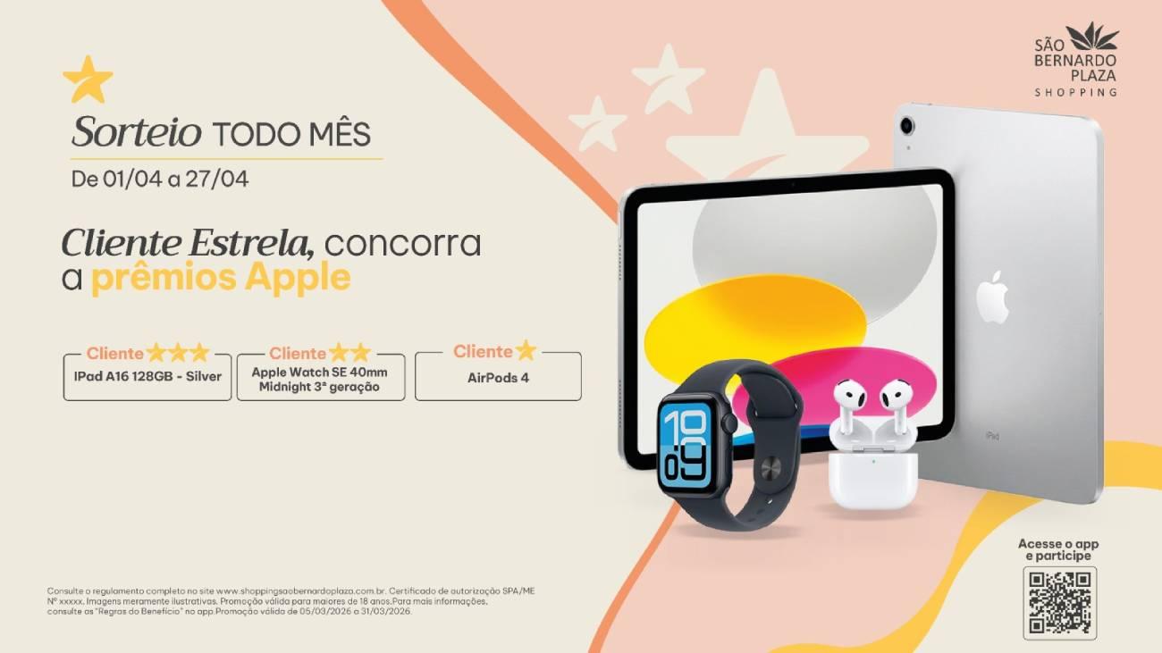 São Bernardo Plaza promove sorteio de itens da marca Apple em ação do mês de abril