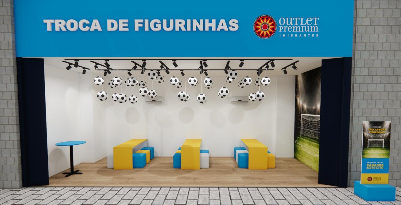 Espaço de troca de figurinhas de Outlet Premium do ABC promove programação temática para a Copa