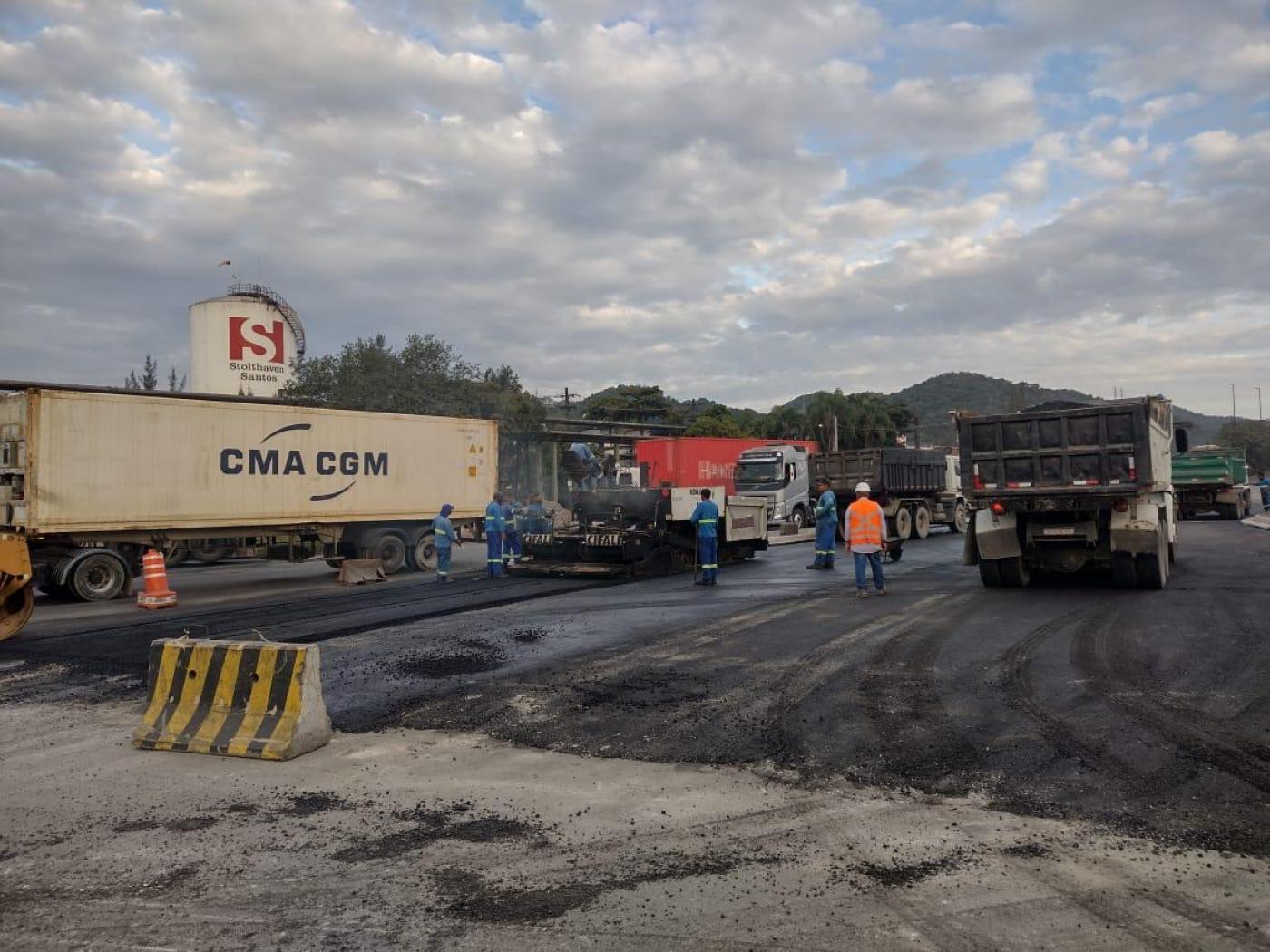 Obras viárias na Alemoa Industrial, em Santos, entram na reta final