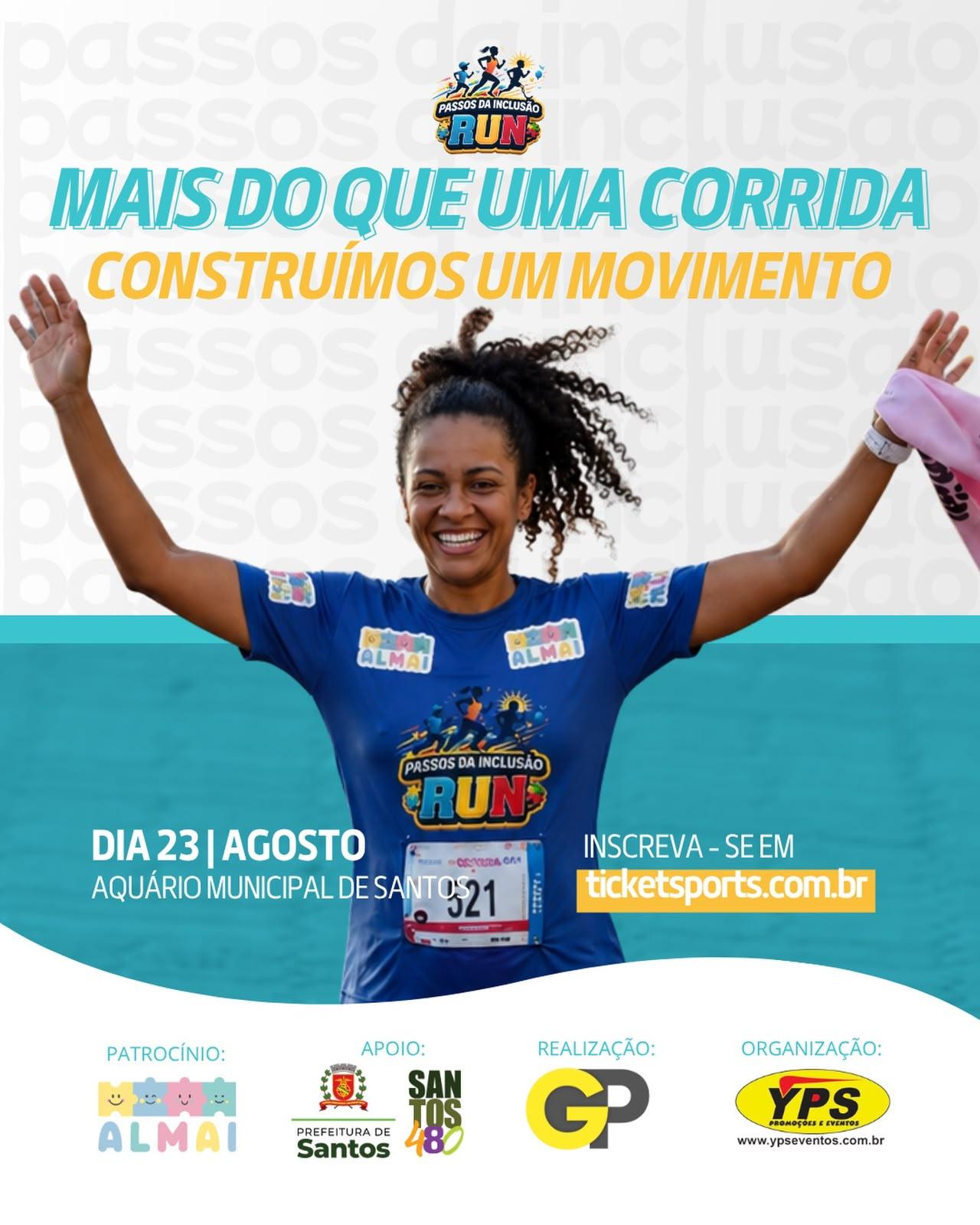 Corrida inclusiva em Santos une esporte, acessibilidade e  conscientização na orla da praia 
