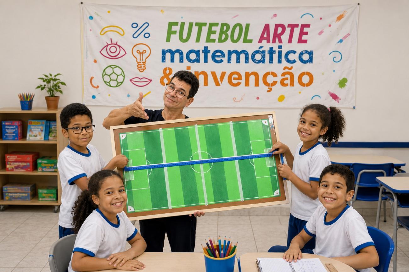 Santos recebe projeto inédito que une futebol e arte para despertar o interesse das crianças pela matemática