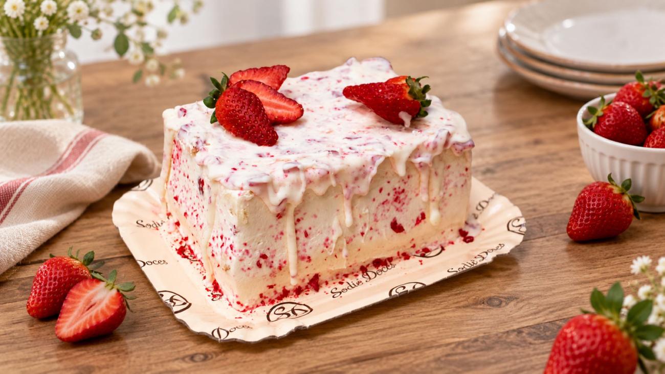 Sodiê Doces transforma trend do Morango Cravejado em nova versão de bolo