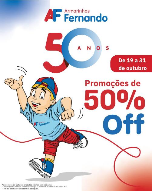 Armarinhos Fernando comemora 50 anos com descontos de 50% em produtos de mais de 50 marcas 