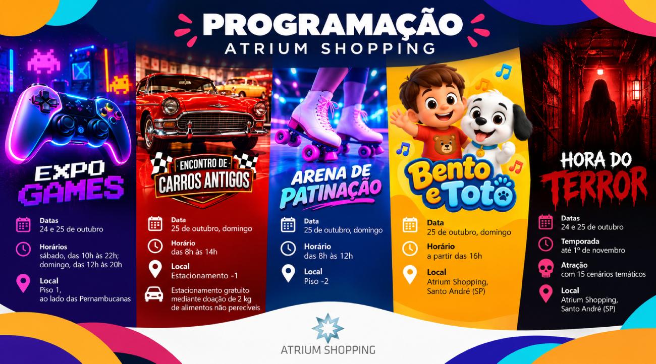 Paixão por games e carros antigos ganha espaço no Atrium Shopping neste fim de semana