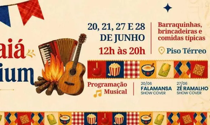 Arraial Solidário do Atrium Shopping une tradição junina, música ao vivo e apoio a instituições sociais