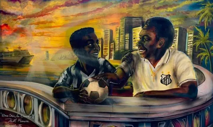 Exposição gratuita no Museu Pelé transforma em arte urbana a relação do Rei do Futebol com Santos
