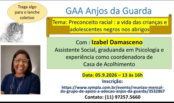 Grupo Anjos da Guarda promove encontro gratuito sobre crianças e adolescentes negros em acolhimento