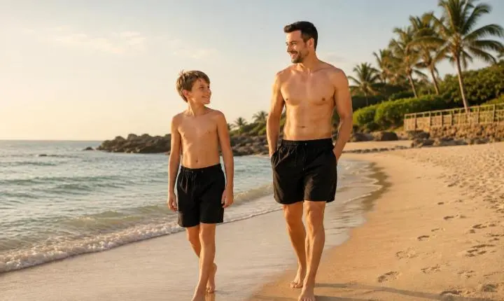 O beachwear masculino mudou — e os pais têm tudo a ver com isso