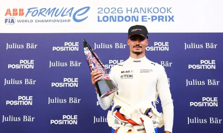 Porsche domina primeira fila, com Pascal Wehrlein na pole position deste sábado, no E-Prix de Londres    