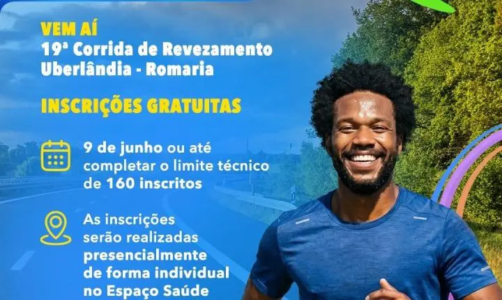 Prefeitura abre hoje (9) inscrições gratuitas para a 19ª Corrida de Revezamento Uberlândia/Romaria