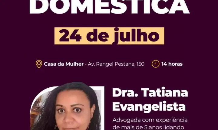 Violência doméstica é tema de palestra gratuita na Casa da Mulher de Santos